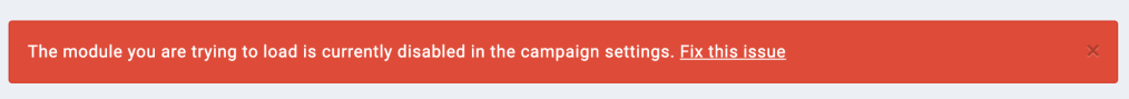 error for disabled module of a campaign