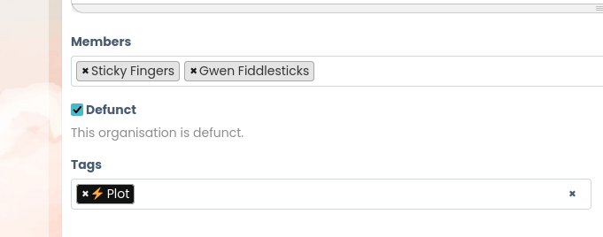 organisation defunct option
