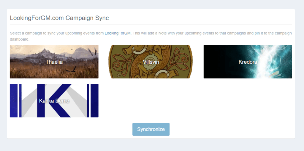 kanka LFGM sync page
