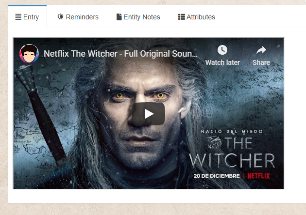 How a Youtube video appears in Kanka