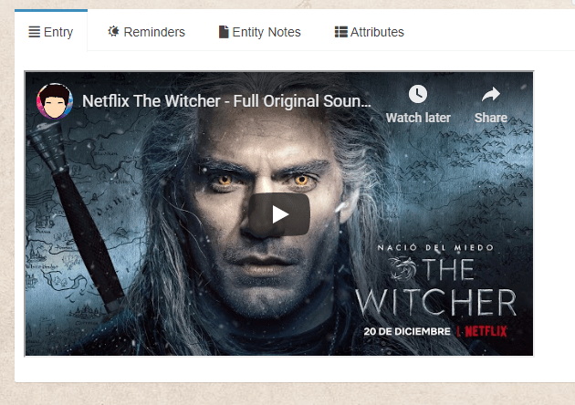 Youtube video embeded into Kanka