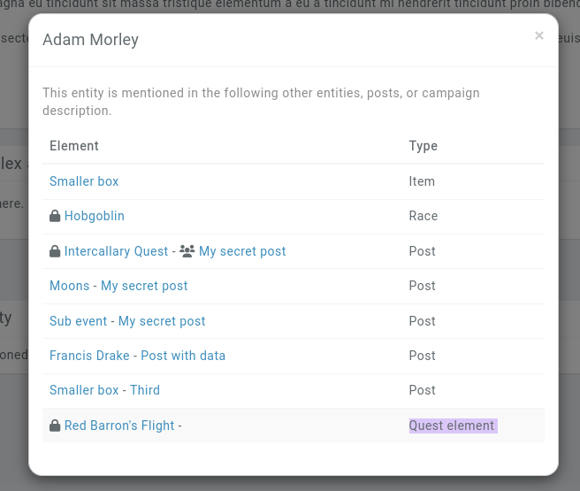 mentioned in improvements