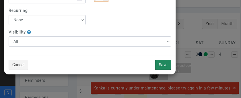 maintenance notification alert