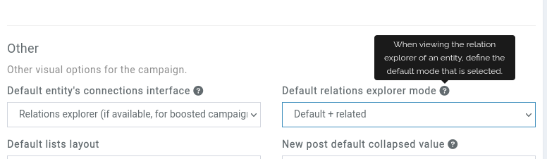 campaign default relation explorer mode selector