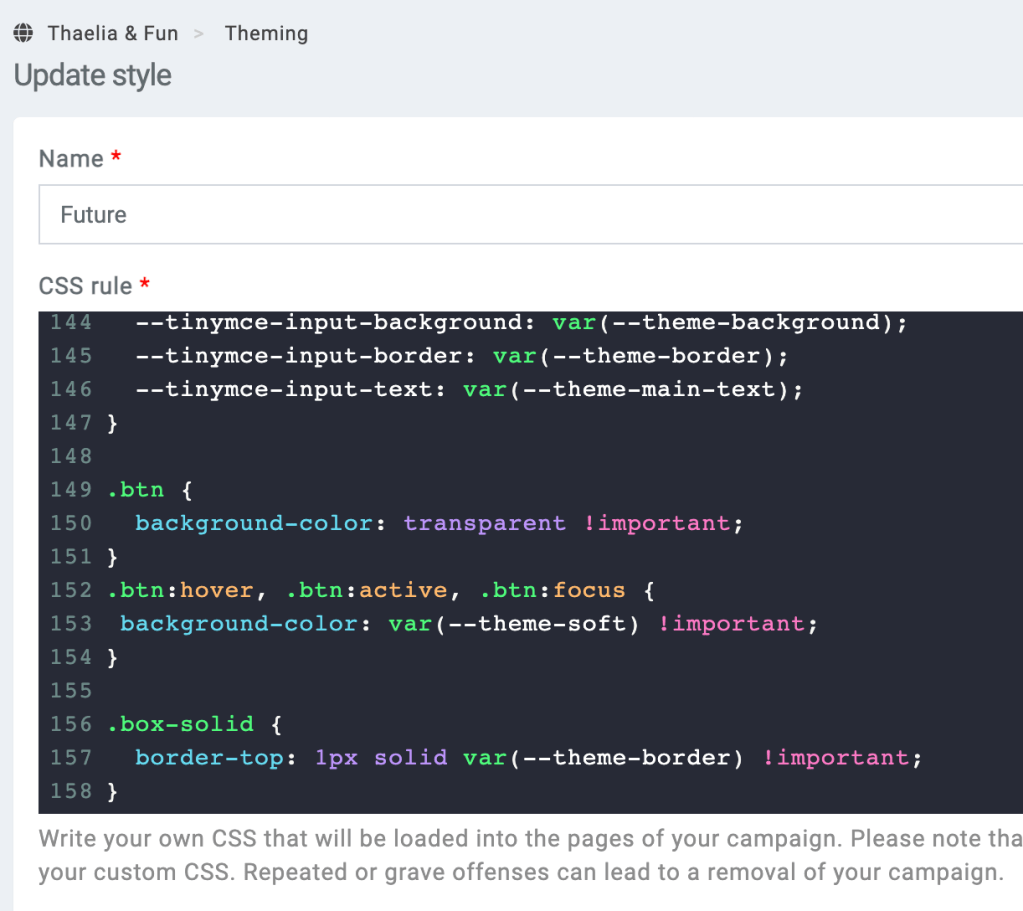 campaign theming codemirror css