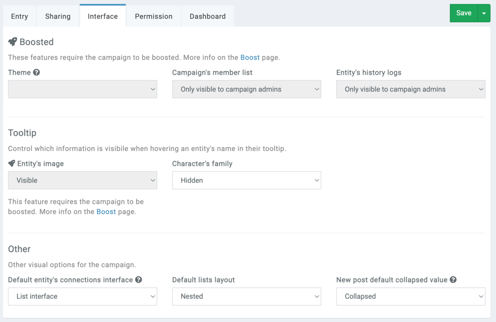 campaign interface tab