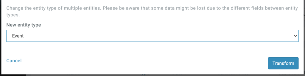 bulk transform selection form