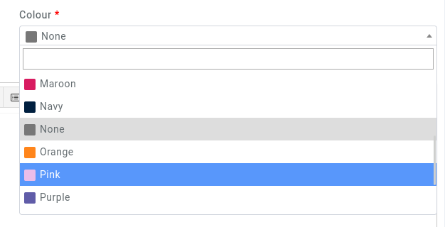 colour dropdown preview