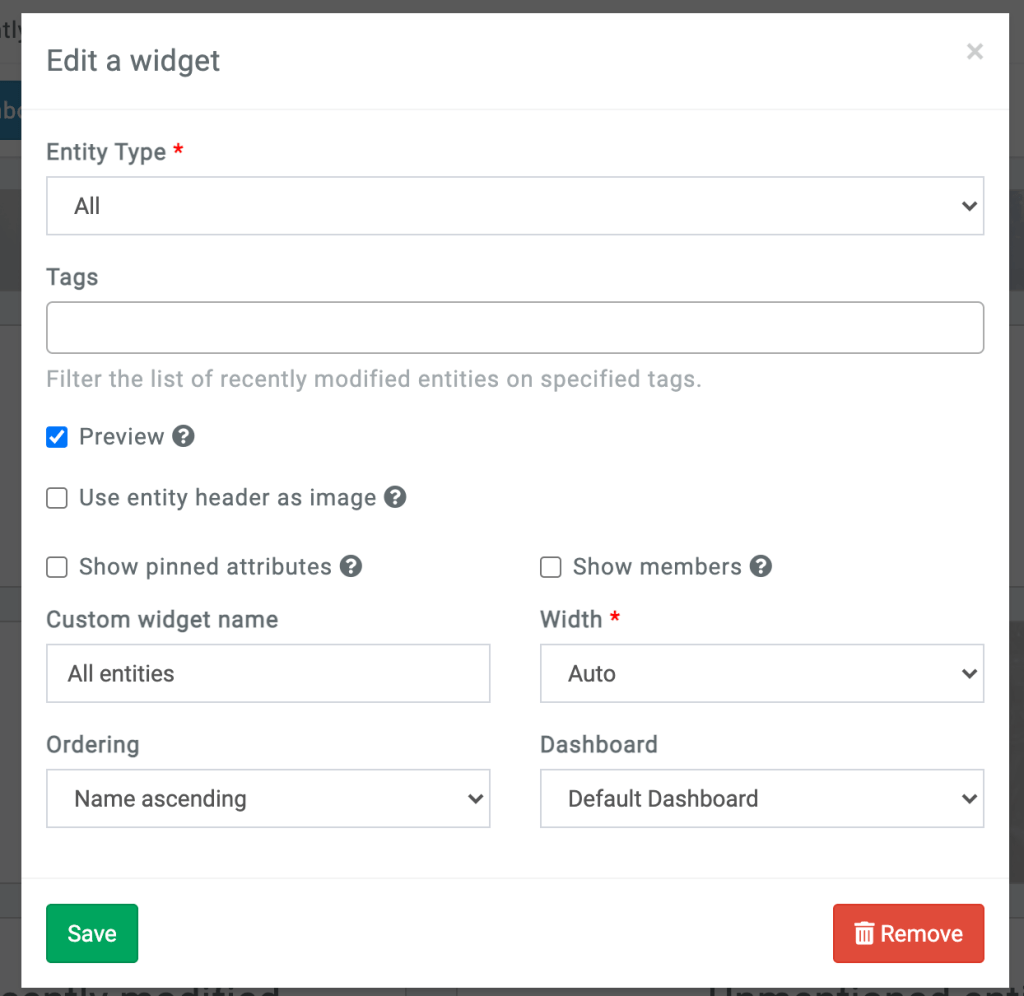 kanka dashboard recent widget changes