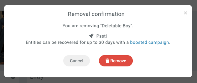 deletion confirmation modal