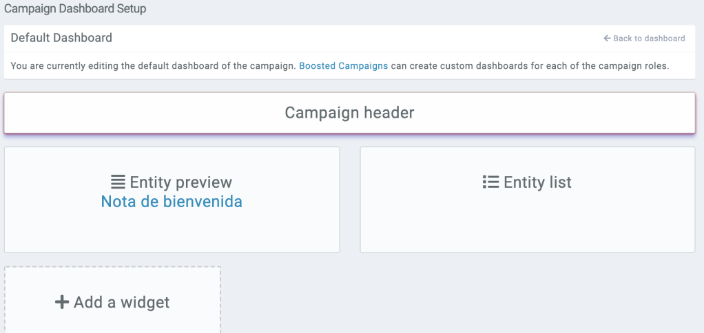 dashboard setup campaign header