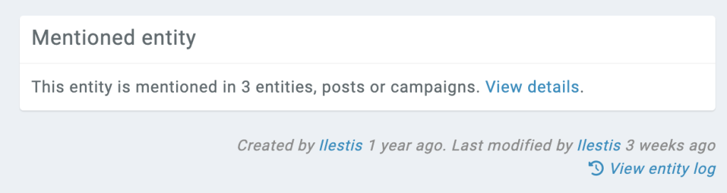 user profiles link from entity logs