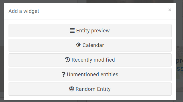 kanka dashboard widgets