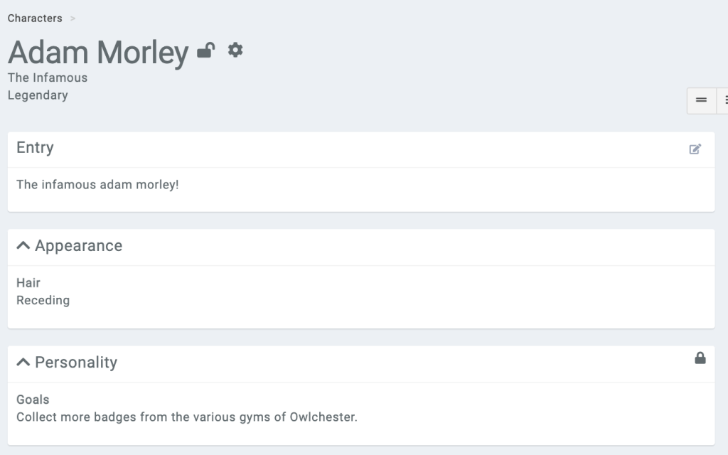 character pinned traits