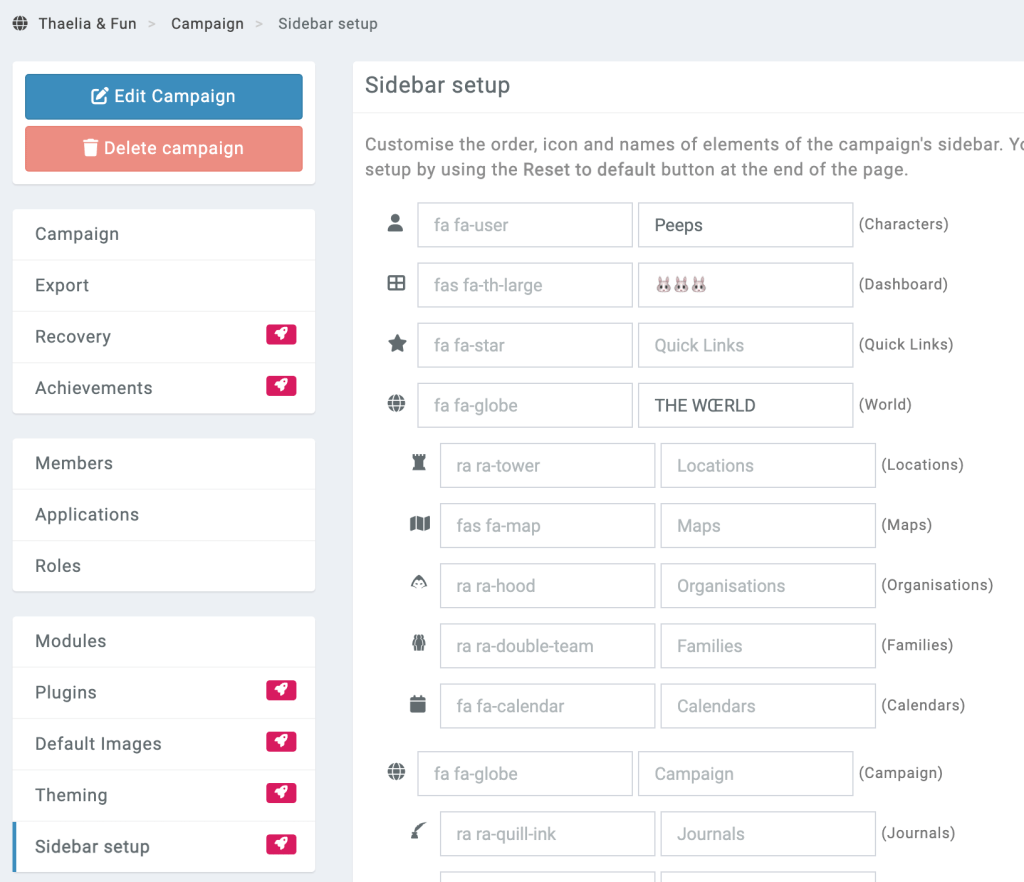 custom sidebar setup interface for a boosted campaign