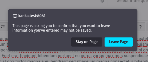 alert unsaved changes