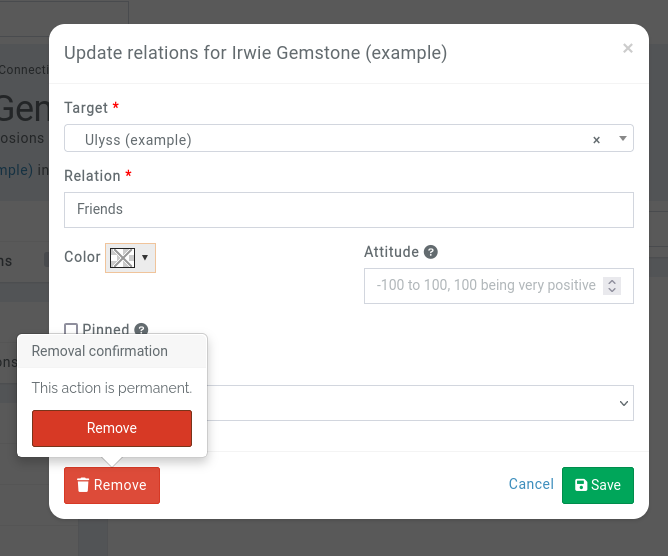 relation deletion from edit interface