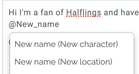 mentions as you go underline