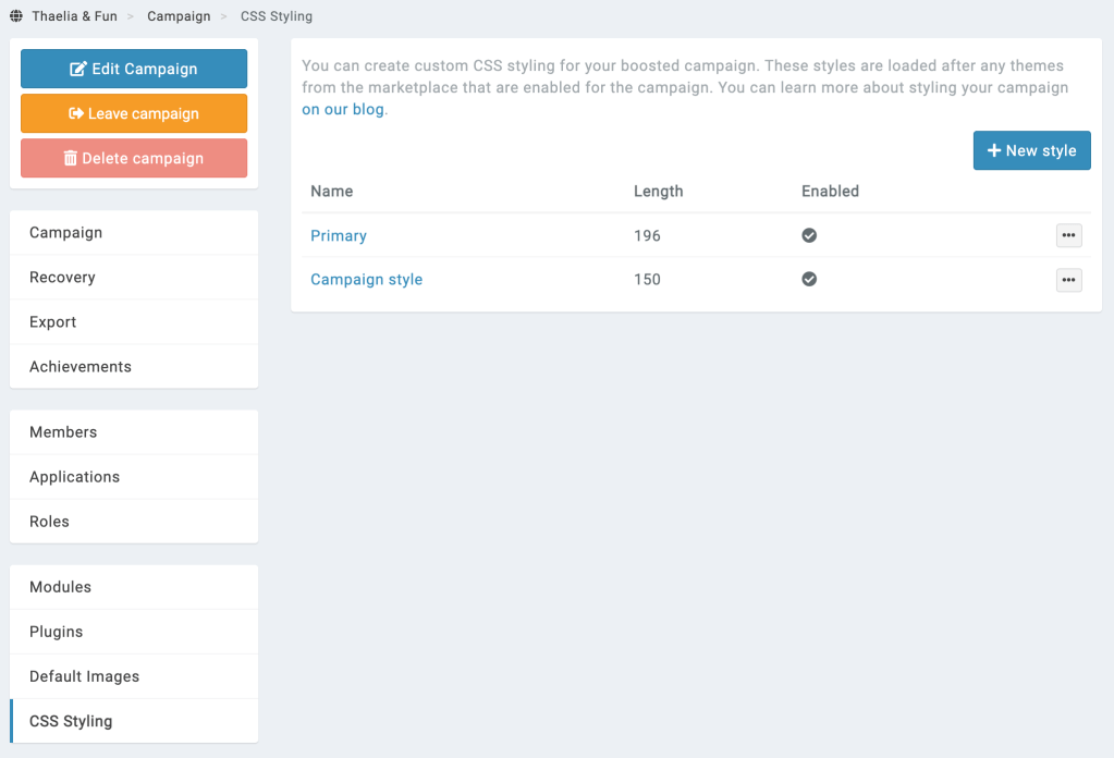 css styling for boosted campaigns