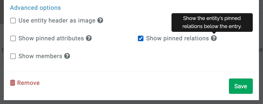 widget pinned relations and new delete
