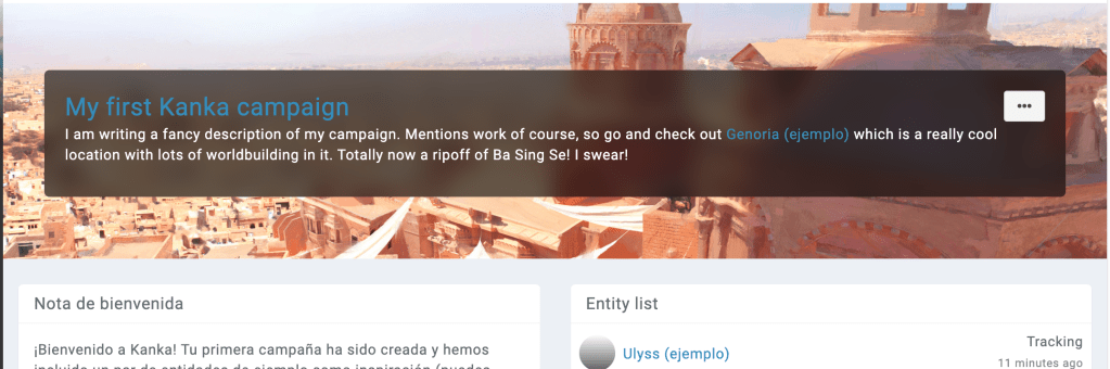 campaign header on dashboard filled out