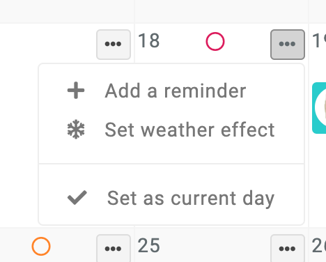 calendar day actions above reminders