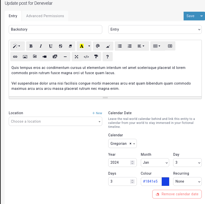 Set post calendar date