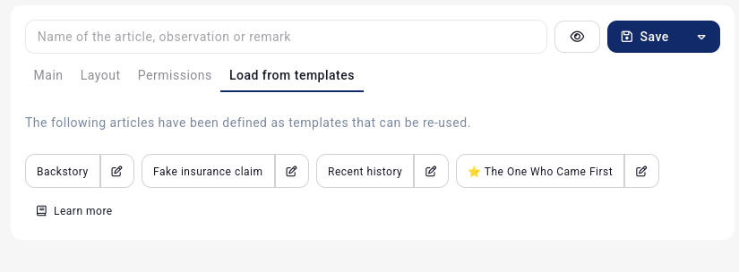 article load from templates