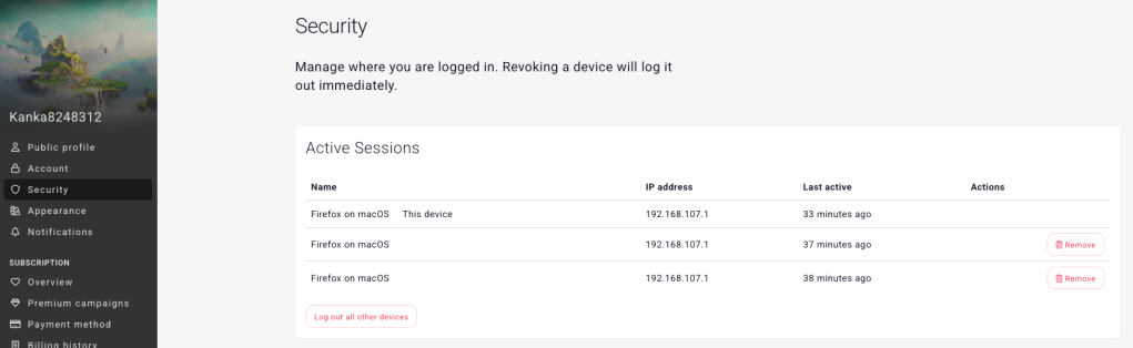 new security page